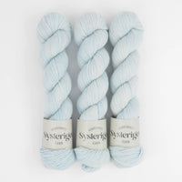 Sysleriget hand dyed yarn in single ply merino wool in the color Spring Sky.