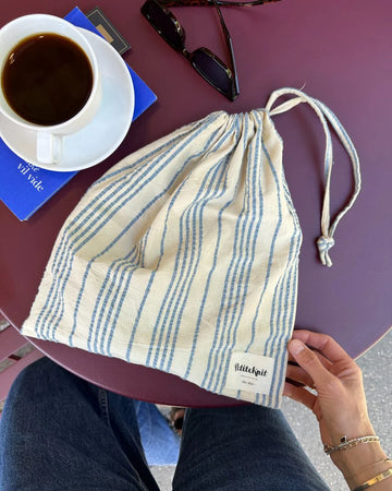 PetiteKnit | Knitter's String Bag | Striped Seersucker