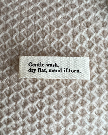 PetiteKnit | Label - Gentle wash, dry flat, mend if torn.